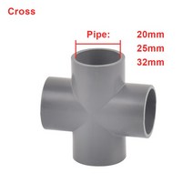 PVC배관자재 20/25/32mm 그레이 PVC 파이프 피팅 스트레이트 엘보 티 크로스 커넥터 워터 어댑터 3 4 5 6, 07 G_02 I.D 25mm