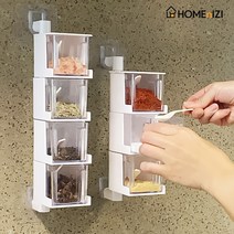 홈앤이지 깔끄미 멀티 회전 수납함 3단 4단 벽걸이 양념통 세트, 4단 2개
