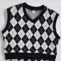 블랙 아가일 무늬 주니어 초등학생 조끼 에이블샵 국내생산 키드베베