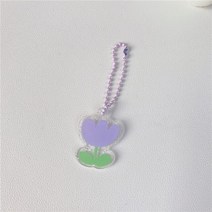 텃밭 용품1Pc Ins 스타일 한국 화이트 거 위 튤립 레이저 플래시 아크릴 키 체인 귀여운 동물 공장 매력 열, 05 5