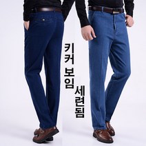 남성 일자핏 데님 팬츠 빈티지 스타일 청바지 신축성
