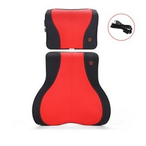 차량용안마기 목 허리 마사지 자동차 차량 기계 쿠션 진동 홈 오피스, 검붉은 세트