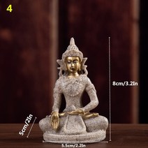 스타일 미니어처 부처님 동상 자연 사암 태국 부처님 조각 힌두교 입상 홈 장식 장식, 4
