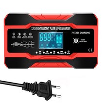 점프스타터 차량용배터리충전기12V 10a 24V 5a 펄스 수리 충전기 LCD 디스플레이 오토바이 및 자동차 배터, Red EU plug, 01 red EU plug