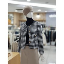 ab.f.z 노카라 체크 트위드 자켓 afhx1j08b