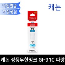 캐논 정품무한잉크 GI-91C 파랑 G1920 G1922 G2920 G2923 G3923 G2960 G2962 G3920 호환
