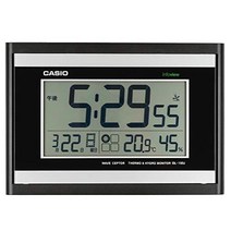 CASIO CASIO(카시오) 탁상용 시계 전파 블랙 디지털 생활 환경 온도 습도 캘린더 표시 두어 겸용 IDL-100J-1JF, 상품명참조