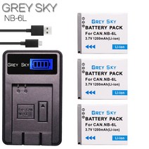 2pcs NB-6L 배터리 + 캐논 IXUS 310 SX240 SX275 SX510 HS 95 200 105 210 300 S90, 02 charger and 3battery