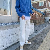 모룸 남자 와이드 화이트 팬츠 데님 청바지 M1690
