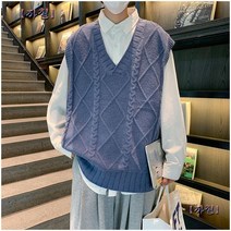 남성 봄과 가을 새로운 트렌드 니트 조끼