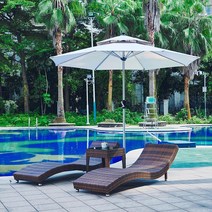 곡선형 등나무 썬 베드 호텔 리조트 수영장 라탄 침대, 썬베드 단품