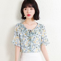 할인점 상점 전문점 여름옷 스윗 플라워 반소매 블라우스 상의 여성 트렌드
