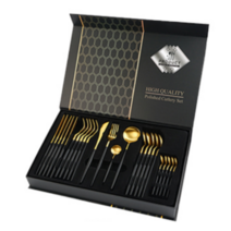 고르지오 양식기 6인 커트러리 패키지 세트 (24개 구성), 블랙