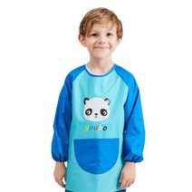 어린이 그림 앞치마 요리 공예 코트 큰 주머니-키즈 아트 작업복 긴 사기 페인팅, [01] Blue  XL