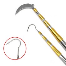 스테인리스 접이식 수초제거기 낚시 정원 1.5m-10m 22종 수초제거대, 5미터 실버 후크+낫