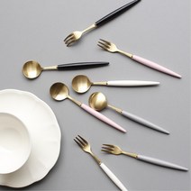 슈크림빵용 마카롱용 골드티스푼포크 케이터링용, 티포크 아이보리, 1개