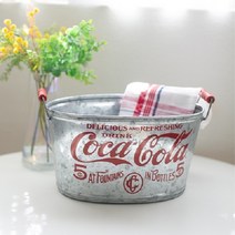 코카콜라 틴 철제 원형바스켓 양동이 인테리어소품