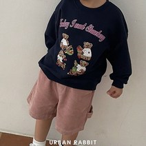 Junior-테디베어맨투맨티 여아 남아 아기 반팔 어반래빗 오렌지키즈