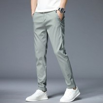 남자 바지 여름 남성 면화 캐주얼 클래식 탄성 허리 스트레이트 전체 길이 패션 블랙 군대 녹색 호흡 얇은 남성