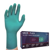 코레카 내화학용장갑 (1통) 마이크로플렉스 93-260 손끝 미끌림방지 항공 자동차 금속