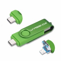 Wansenda 3 in 1 128GB USB 플래시 드라이브 타입 C + 마이크로 USB + USB 3.0 썸 드라이브 삼성 갤럭시 구글 픽셀 모토 LG 및 기타 안드로, Green_128GB