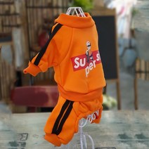 코코스튜디오 강아지옷 슈퍼스타 기모 츄리닝 컬러 4종, 슈퍼스타 기모 츄리닝-오렌지
