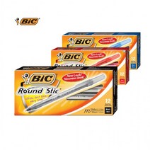 BIC 라운드 스틱 볼펜 1.0 검정색 청색 적색, 색상/청색
