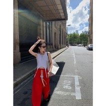 캐쥬얼 운동 일찍이 가을옷 보이핏 볼륨 디자인감각 스티커 표시 드로스트링 와이드 루즈핏 마이크로 맥시 3402548058, 레드 L