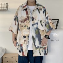 긴팔 화이이언 마피아 플라워 유니크 동남아 난방 지드래곤옷 하와이안 셔츠 여름 바다 홀리데이