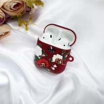와우박스 주문제작 민화 꽃과 나비 낙관 도장 에어팟 버즈 무선 이어폰 케이스, 무광 하드케이스, 버즈(밑판 검정색)