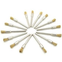 로타리 공구용 생크 구리 스틸 와이어 브러시 연마 휠 로드 포함 청소, 15 Pen-shaped
