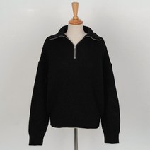 루즈핏하찌짜임반집업니트