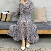 [러빙리] 수비치 플라워 로맨틱 퍼플 롱원피스 (결혼식 돌잔치 하객룩 행사룩)