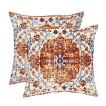 Boho 베개 커버 40.6 x 40.6cm(16 16인치) 보헤미안 빈티지 카펫 패턴 장식용 2개 세트 블랙 그레이 에스닉 플로럴 메달리온 장식 야외 방수 쿠션 케이스 홈 소파