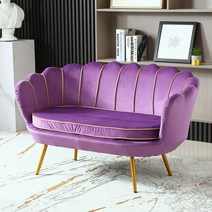 패브릭 소파 쇼파 2인용 미용실 가정용 거실 신혼 부부 예쁜 푹신한 가구, 더블 1.16m 쿠션 2개, 퍼플