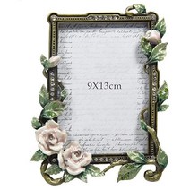 납골당액자 추모 영정사진 미니 수목장 장식 비석 유럽 스타일의 금속 사진 프레임 조류 꽃 크리 에이 티브에 나 멜 디스플레이 아트 홈 웨딩 생일 선물, 20.6inch