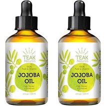 Teak Naturals 호호바 오일 100% (118ml) x2팩 Cold Pressed Unrefined Moisturizer Skin Hair Nails, 118ml x2팩