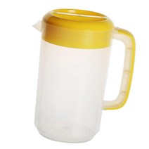 손잡이가있는 뚜껑이있는 ABS 투수 2.5L --------- 간편한 청소 고용량 내구성 차 피크닉 주스 우유 용 투명 용기, 밝은 노랑, 기준, 플라스틱