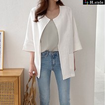 H스타일 (DK)노카라린넨자켓