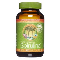 Pure Hawaiian Spirulina 500mg 정 400정 천연 영양이 풍부한 슈퍼푸드 면역 도움 및 에너지 비건 컴플리트 단질 논 GMO, 1개, 400개