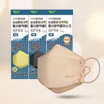 뉴네퓨어 프리미엄 KF94 대형 컬러마스크 60매, 5개입, 12개, 베이지, 블랙