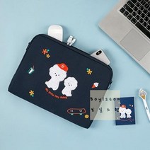 안테나샵 노트북 파우치 방수캔버스_부클 비숑 13형