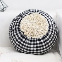 체크 호박쿠션(3type) .꾸미까, 오선체크(화이트)