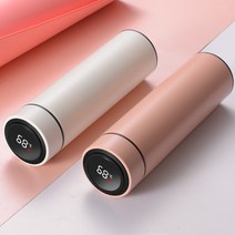 원터치 스마트 온도 디스플레이 보온보냉 텀블러 500ML, 레드2