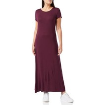 아마존 에센셜 여성용 반소매 맥시 드레스 네이비 라지 [미국 직배송], Sustainably Sourced Rayon Blen, Burgundy