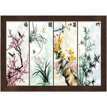 퍼즐코리아 사군자 매화 난초 국화 대나무 동양화 미니퍼즐 2000피스 직소퍼즐액자 PK2000-3227, 퍼즐+우드앤틱액자