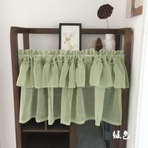 실커튼 실커텐 한국어 더블 폴드 다채로운 하프 커튼 주방 쉬어 보일 창 밸런스 카페 짧은 캐비닛 도어 QT034H 카라반커텐