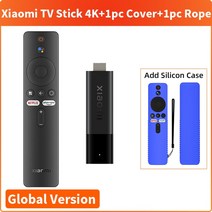 리모컨 만능리모콘 통합리모컨 최신 샤오미 Mi TV 스틱 4K 글로벌 버전 안드로이드 11 쿼드 코어 2GB RAM 8GB ROM 블루투스 5.0 넷플릭스 와이파이 구글 어시스턴, [03] EU Plug, [04] Add Blue Cover