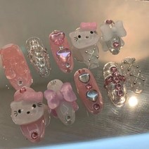 마이멜로디 시나모롤 산리오인형 애착인형 Diy Sanrioed 마이 멜로디 헬로 키티 만화 인형 수제 3 차원 네일 패치 애니메이션 장난감 여아용 선물, [03] M, [15] 7