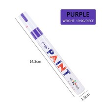 자동차 차량용 페인트 펜 1pcs 흰색 방수 휠 타이어 유성 마크 고무 타이어 금속 반영구 터치업 diy 셀프 긁힘 복원 마커 붓펜 붓페인트 외제차 현대 기아, 자주색